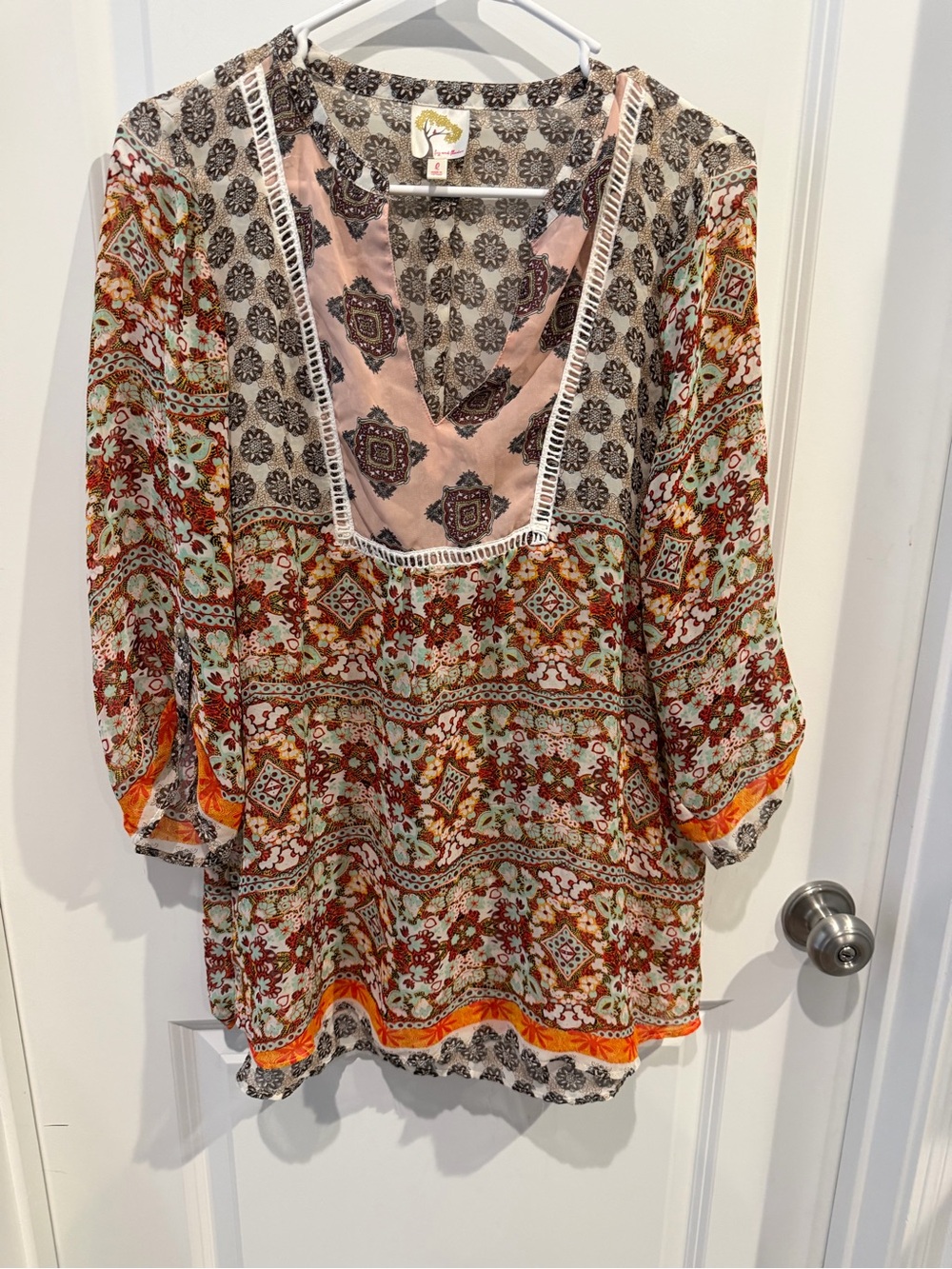 Fig and Flower Boho Top Size Large